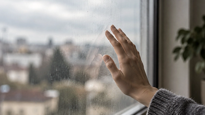 Αποσύνδεση (dissociation): χέρι σε παράθυρο με διακριτική αντανάκλαση