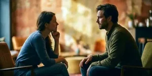 Δύο άνθρωποι σε βαθιά ακρόαση, δείχνοντας την εσωτερική αντήχηση και την παρουσία χωρίς λόγια