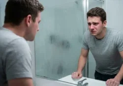 Κοντινή εικόνα προσώπου που κλαίει, συμβολίζοντας τον σιωπηλό πόνο.